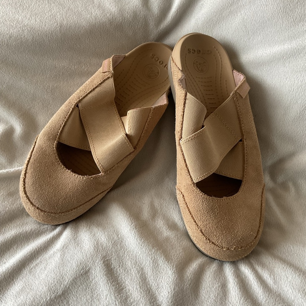 Women's Beige Suede Slip-On Shoes